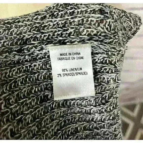 Theory Womens Size M Black White Long Sleeve Open Cardigan Linen Front Pockets - Picture 4 of 5